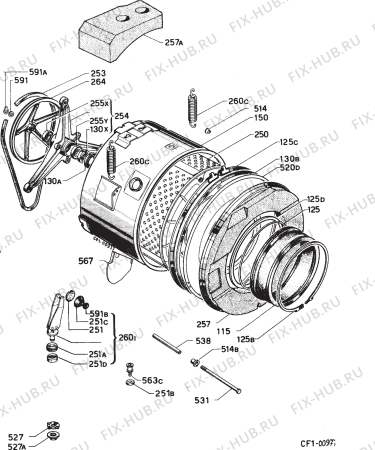 Взрыв-схема стиральной машины Electrolux LINC.WH2000T - Схема узла Functional parts 267